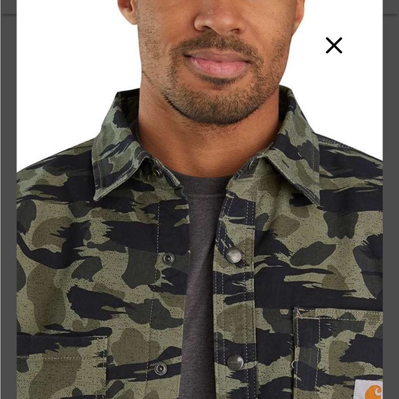 Carhartt RUGGED FLEX RELAXED FIT CANVAS FLEECE-LINED SNAPFRONT CAMO SHIRT JACKET - Picture 4 of 6